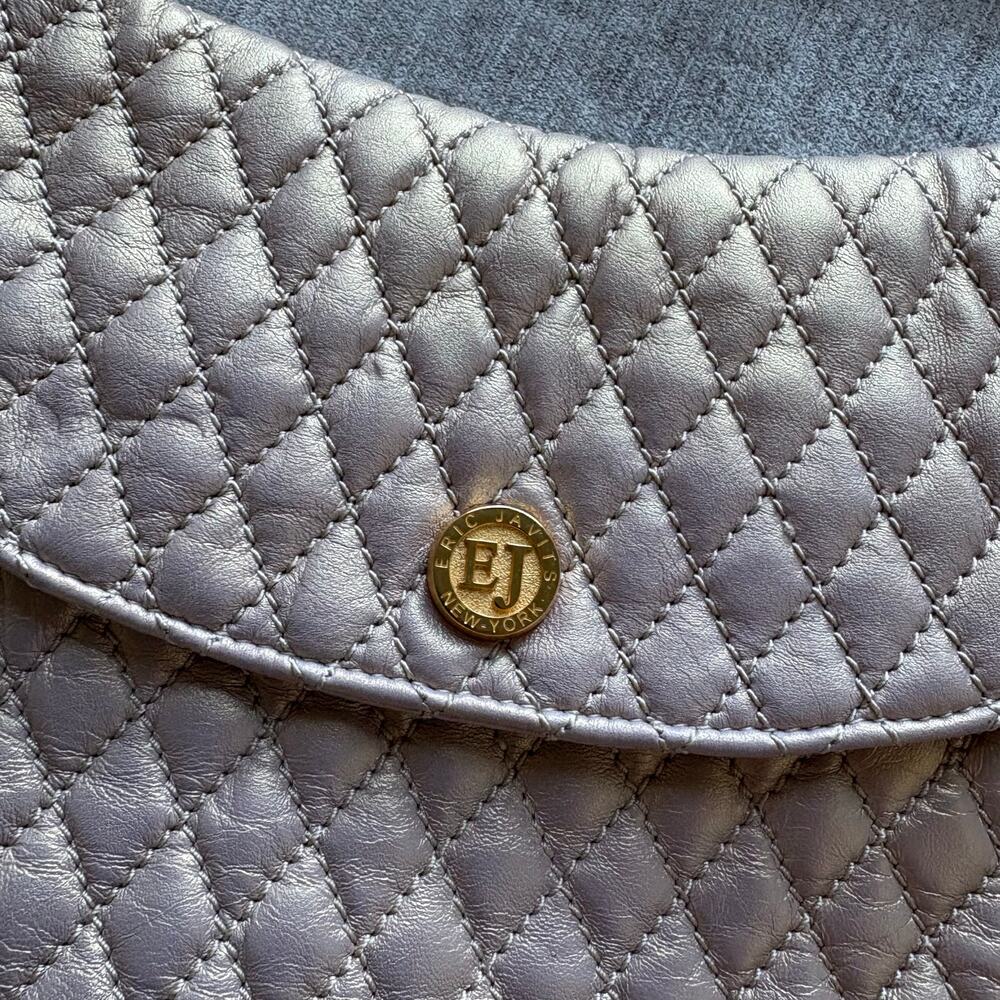 Eric Javits Quilted Leather Pink Metallic Shoulder Bag - Picture 2 of 6